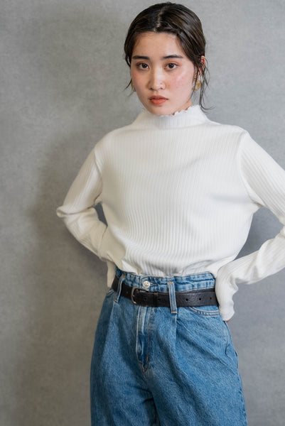 HIGH NECK MELLOW RIB JERSEY PULLOVER