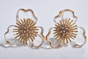 CLEAR FLOWER EARRING/PIERCE