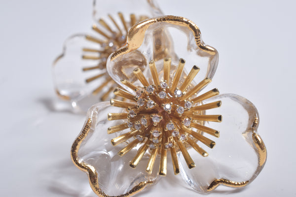 CLEAR FLOWER EARRING/PIERCE