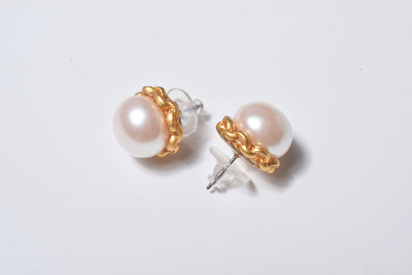 CHAIN PEARL S EARRING/PIERCE