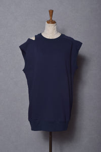 ASYMMETRY OPEN SHOULDER FRENCH SLEEVE URAKE PULLOVER