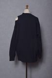 ASYMMETRY OPEN SHOULDER LONG SLEEVE URAKE PULLOVER