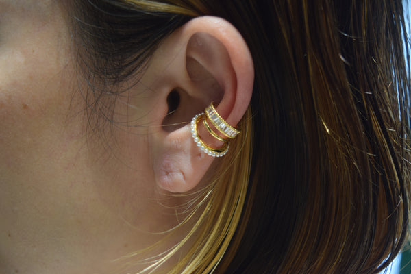 PEARL RHINESTONE MULTI LAYER EARCUFF