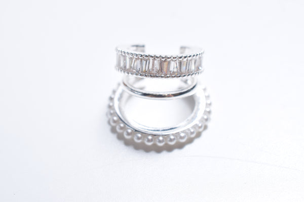 PEARL RHINESTONE MULTI LAYER EARCUFF