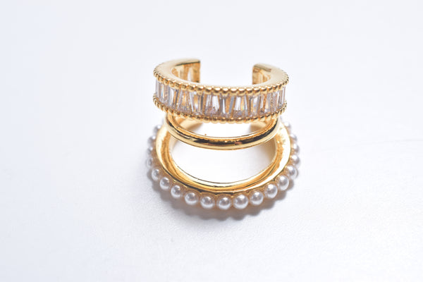 PEARL RHINESTONE MULTI LAYER EARCUFF