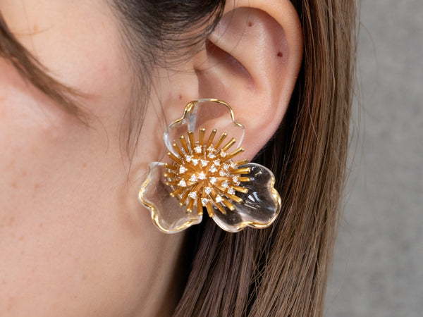 CLEAR FLOWER EARRING/PIERCE