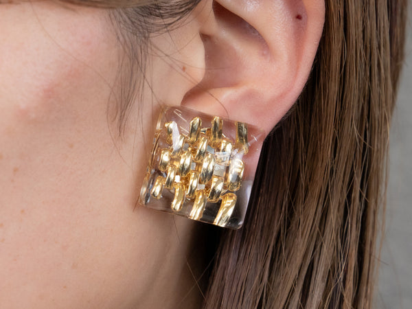 MOSAIC CHAIN EARRING/PIERCE