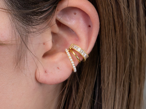 PEARL RHINESTONE MULTI LAYER EARCUFF