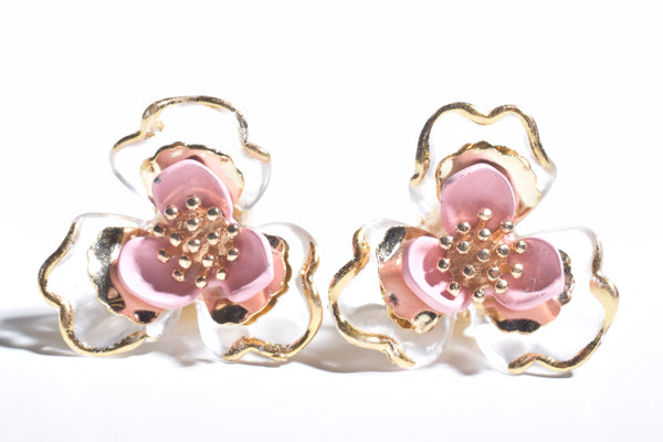 CLEAR FLOWER MINI EARRING/PIERCE