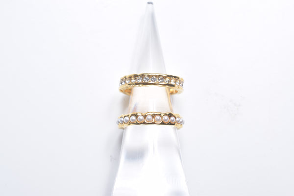 PEARL AND ZIRCONIA DOUBEL LANE RING