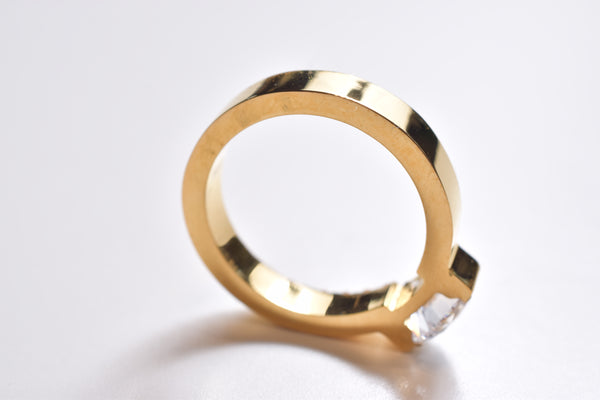 ZIRCONIA SOLITAIRE＆HALF PAVE RING