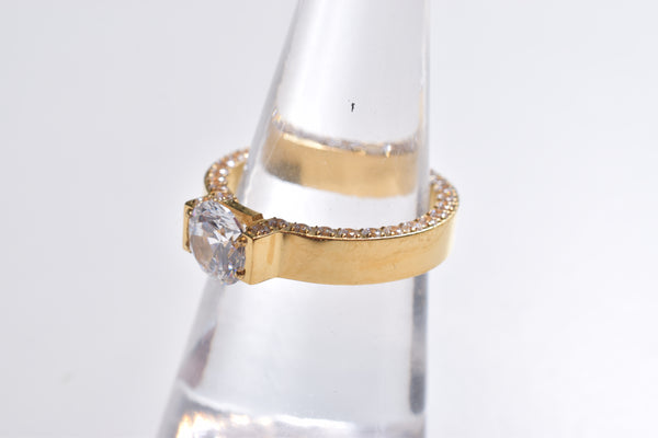 ZIRCONIA SOLITAIRE＆HALF PAVE RING