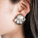 MIRROR CUBE(PEARL) EARRING/PIERCE